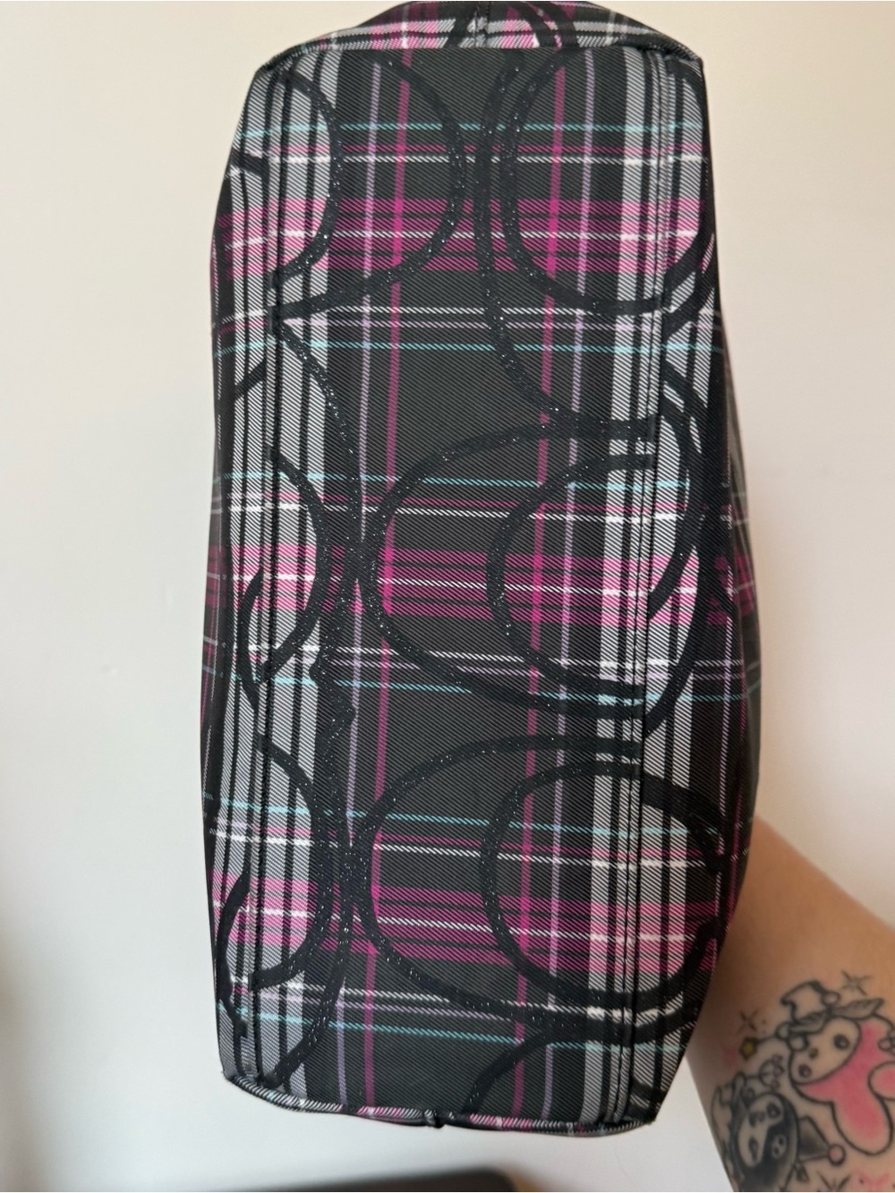Coach Plaid Logo Tote in Black and Purple - Picture 11 of 11